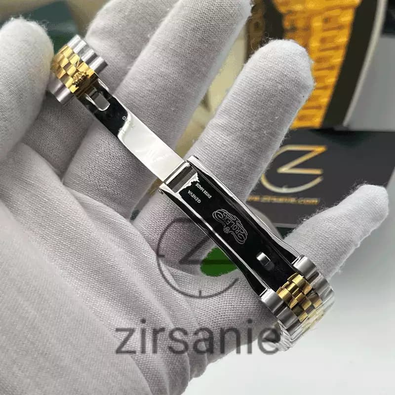 ساعت مچی رولکس دیت جاست دو رنگ سیلور طلایی صفحه مشکی اندکس خط (ست) Rolex Datejust Silver Golden Black Screen Line Index — تصویر ۴