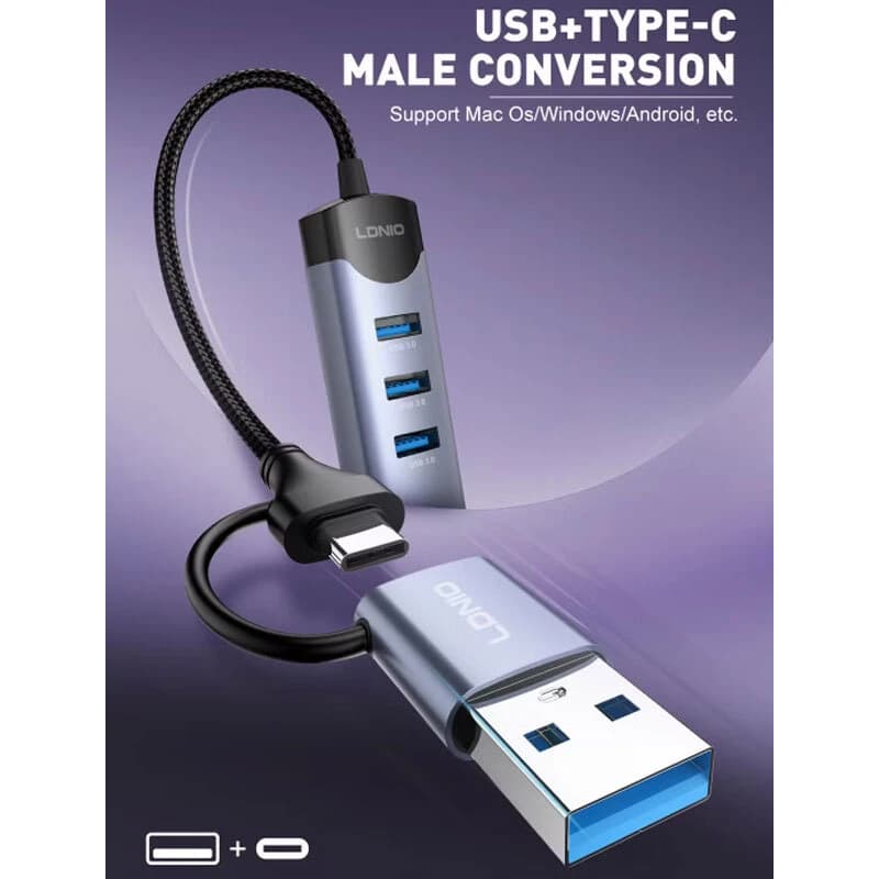 هاب 4 پورت Type-C / USB3.0 الدینیو DS-144UC — تصویر ۶