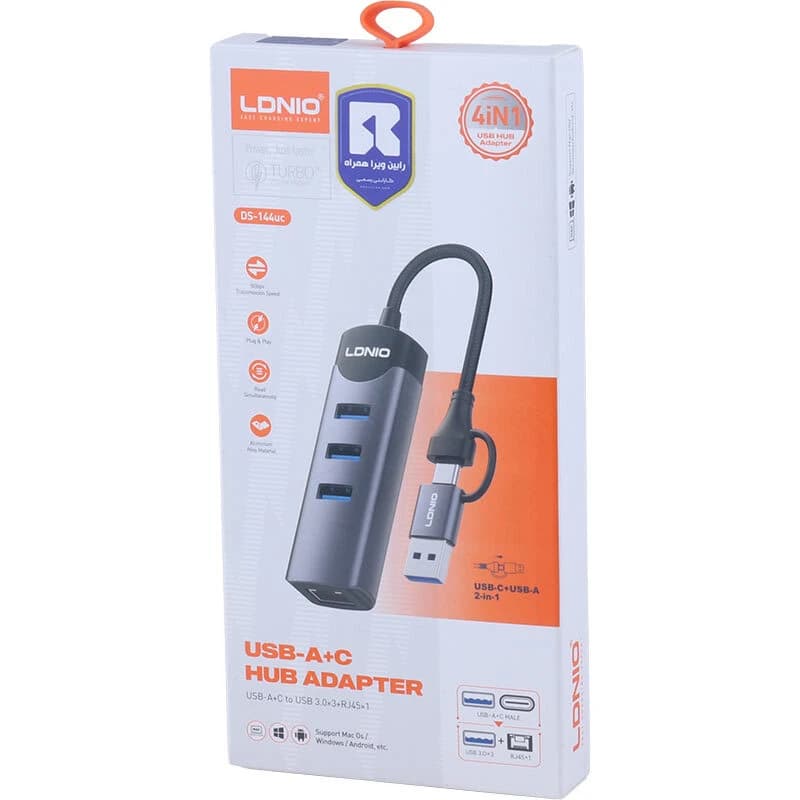 هاب 4 پورت Type-C / USB3.0 الدینیو DS-144UC — تصویر ۳
