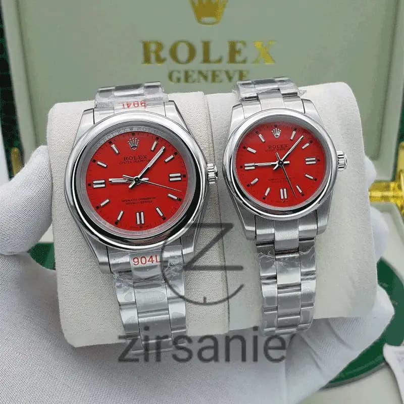 ساعت مچی رولکس پرپچوال (تک و ست) Rolex Oyster Perpetual Silver Red — تصویر ۲