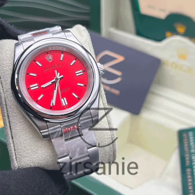 ساعت مچی رولکس پرپچوال (تک و ست) Rolex Oyster Perpetual Silver Red — تصویر ۵