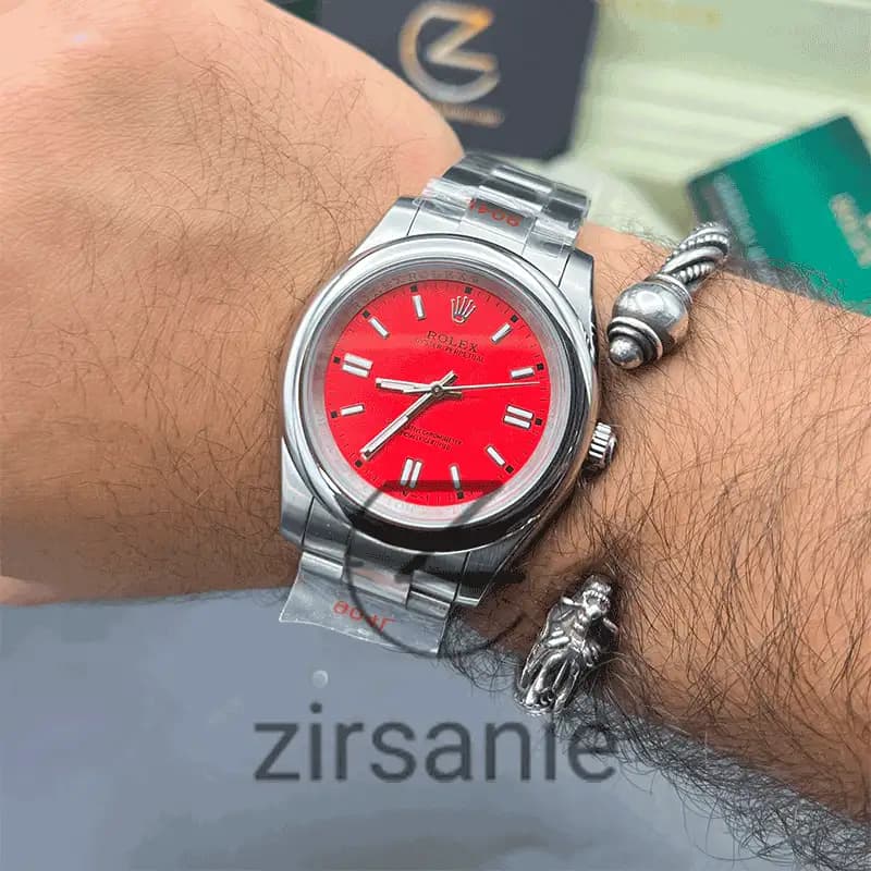 ساعت مچی رولکس پرپچوال (تک و ست) Rolex Oyster Perpetual Silver Red — تصویر ۶