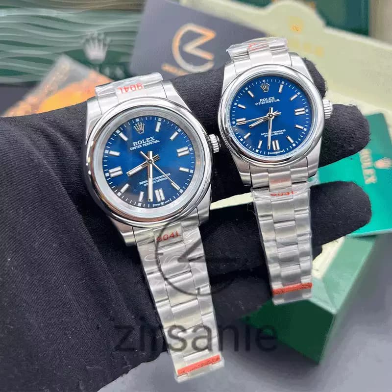 ساعت مچی رولکس پرپچوال (تک و ست) Rolex Oyster Perpetual Silver Blue — تصویر ۳