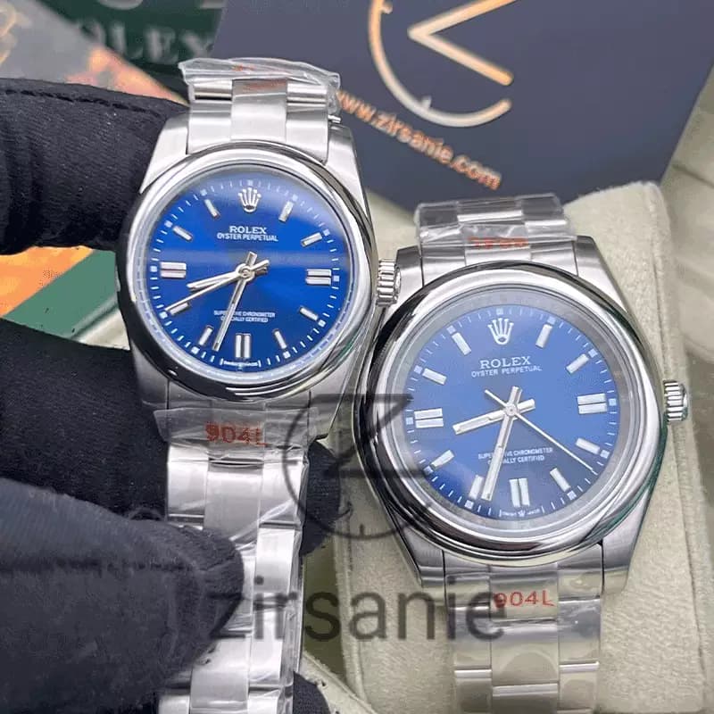 ساعت مچی رولکس پرپچوال (تک و ست) Rolex Oyster Perpetual Silver Blue — تصویر ۷