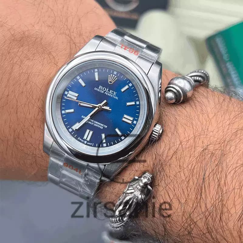 ساعت مچی رولکس پرپچوال (تک و ست) Rolex Oyster Perpetual Silver Blue — تصویر ۸