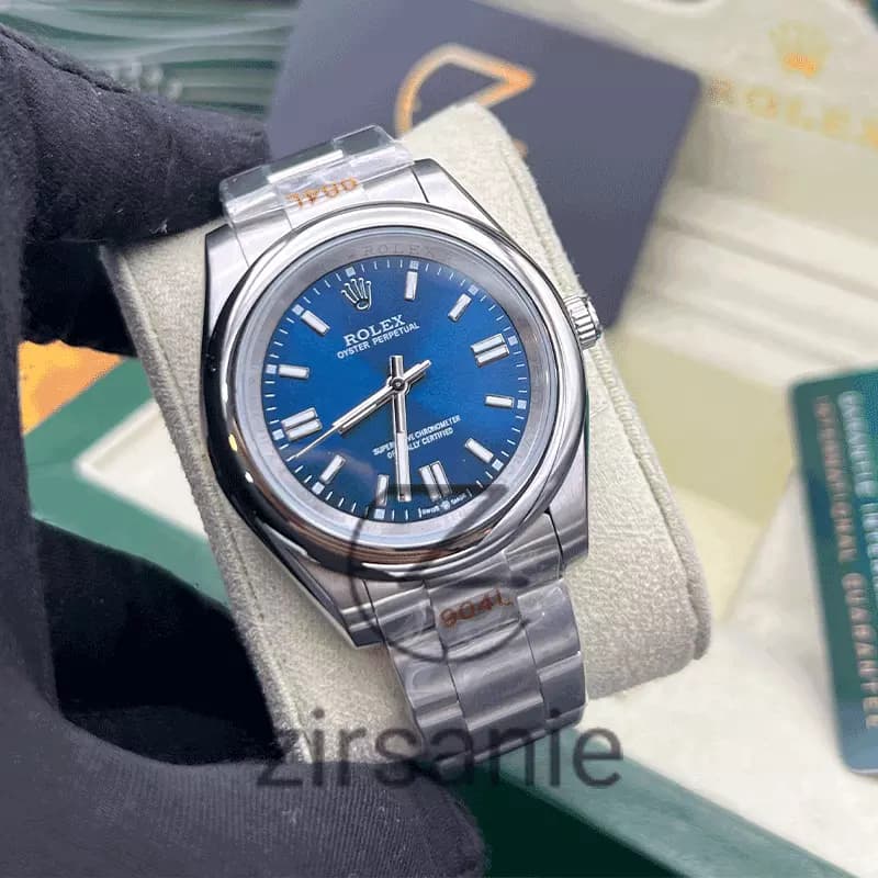 ساعت مچی رولکس پرپچوال (تک و ست) Rolex Oyster Perpetual Silver Blue — تصویر ۶