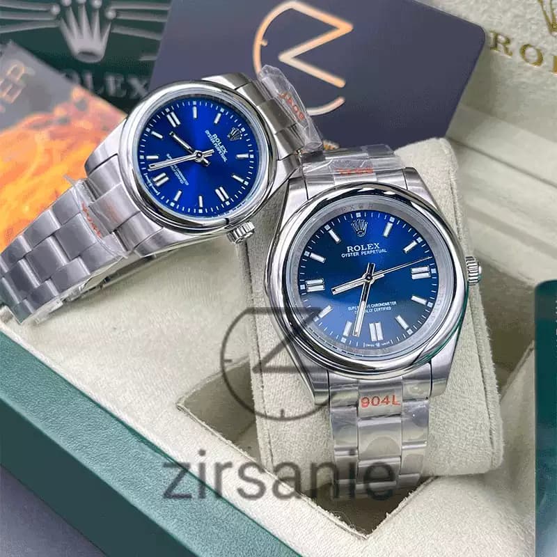 ساعت مچی رولکس پرپچوال (تک و ست) Rolex Oyster Perpetual Silver Blue — تصویر ۵