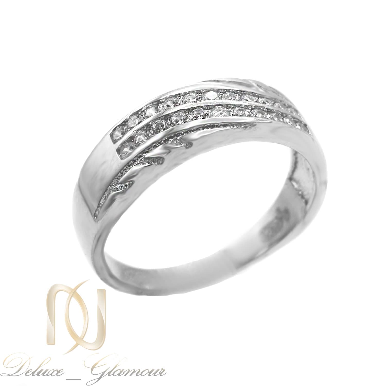 حلقه نقره 925 طرح طلا سفید نگین دار rg-n703