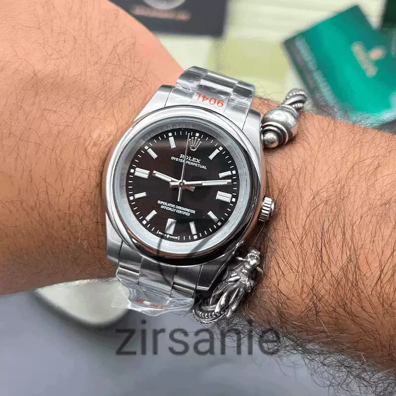 ساعت مچی رولکس پرپچوال (تک و ست) Rolex Oyster Perpetual Silver Black — تصویر ۵