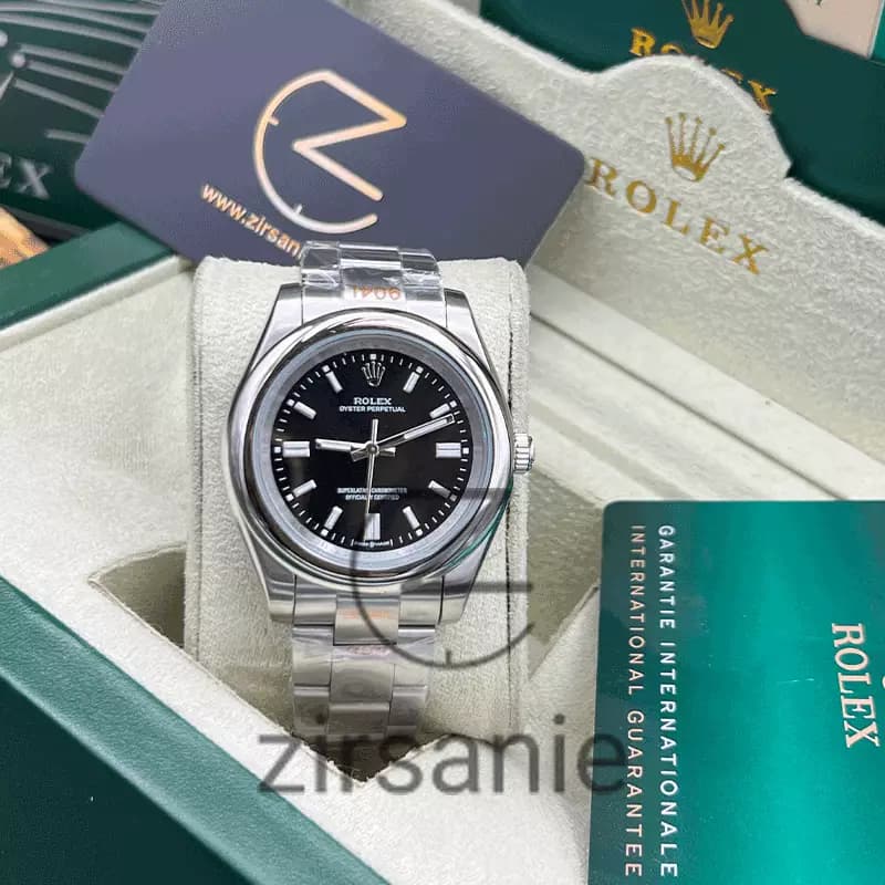ساعت مچی رولکس پرپچوال (تک و ست) Rolex Oyster Perpetual Silver Black — تصویر ۲