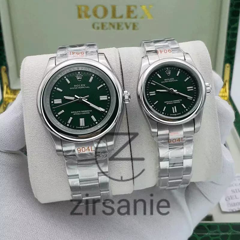 ساعت مچی رولکس پرپچوال (تک و ست) Rolex Oyster Perpetual Silver Green — تصویر ۸