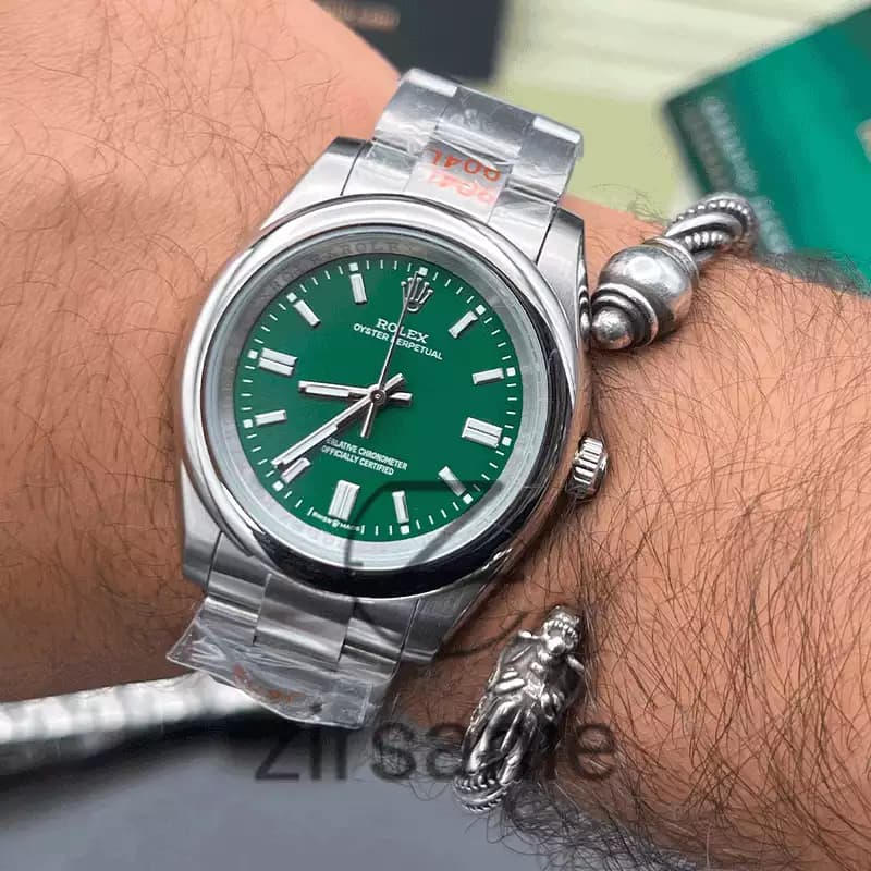 ساعت مچی رولکس پرپچوال (تک و ست) Rolex Oyster Perpetual Silver Green — تصویر ۷