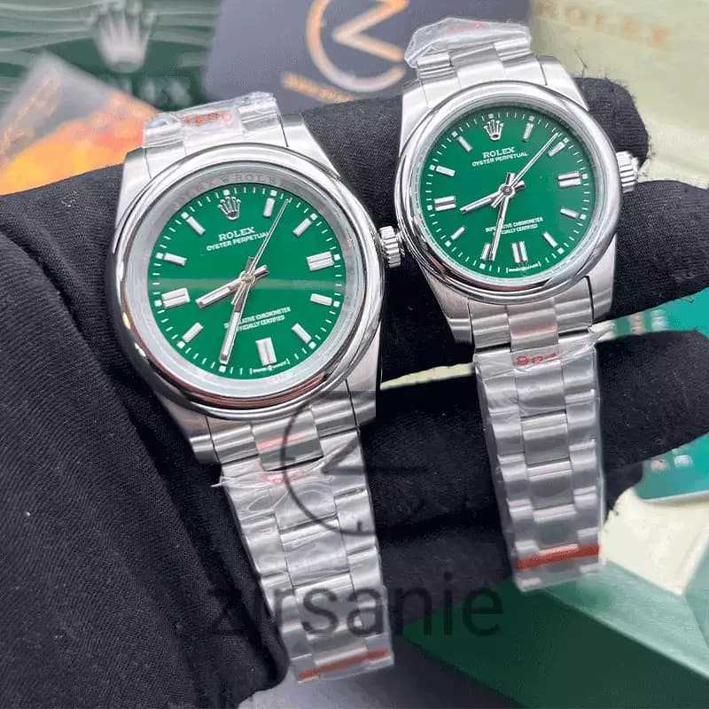 ساعت مچی رولکس پرپچوال (تک و ست) Rolex Oyster Perpetual Silver Green — تصویر ۲