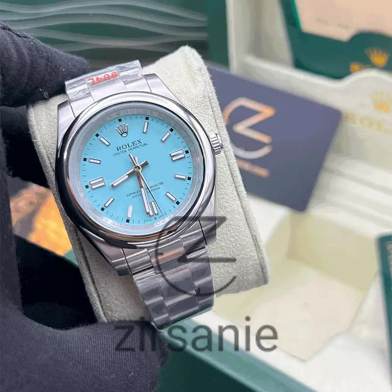 ساعت مچی رولکس پرپچوال (تک و ست) Rolex Oyster Perpetual Silver Tiffany — تصویر ۴