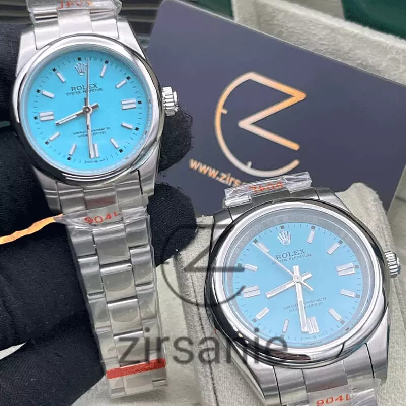 ساعت مچی رولکس پرپچوال (تک و ست) Rolex Oyster Perpetual Silver Tiffany — تصویر ۸