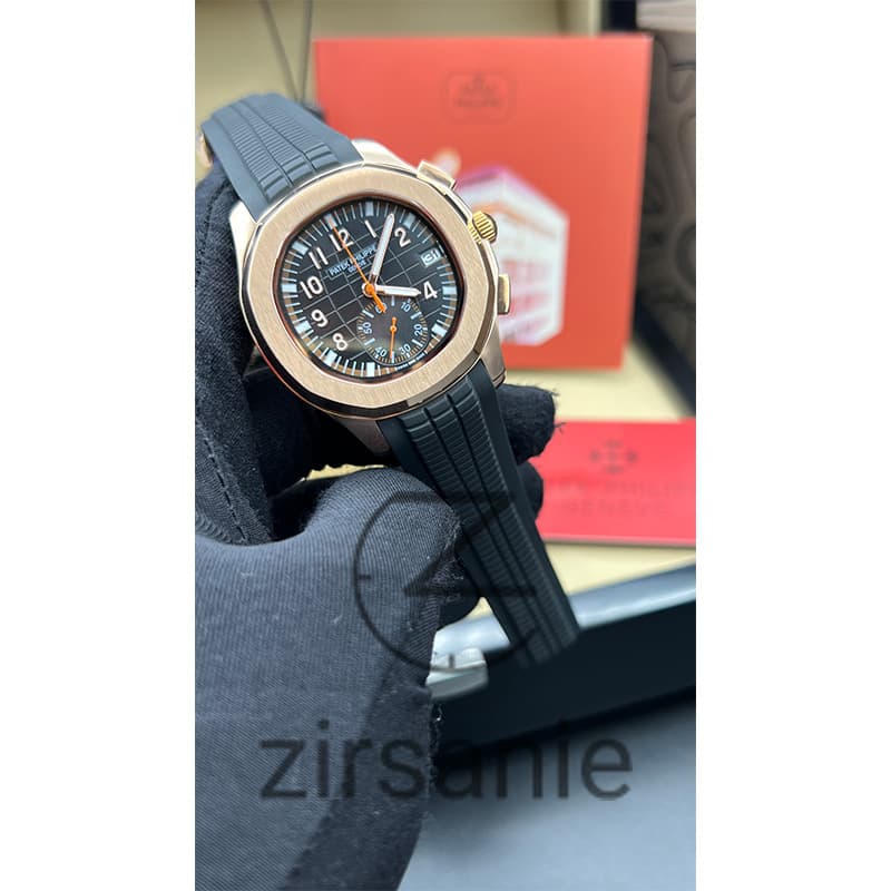 ساعت مچی مردانه پتک فیلیپ آکوانات رزگلد صفحه مشکی Patek Philippe Aquanaut RoseGold Black — تصویر ۸