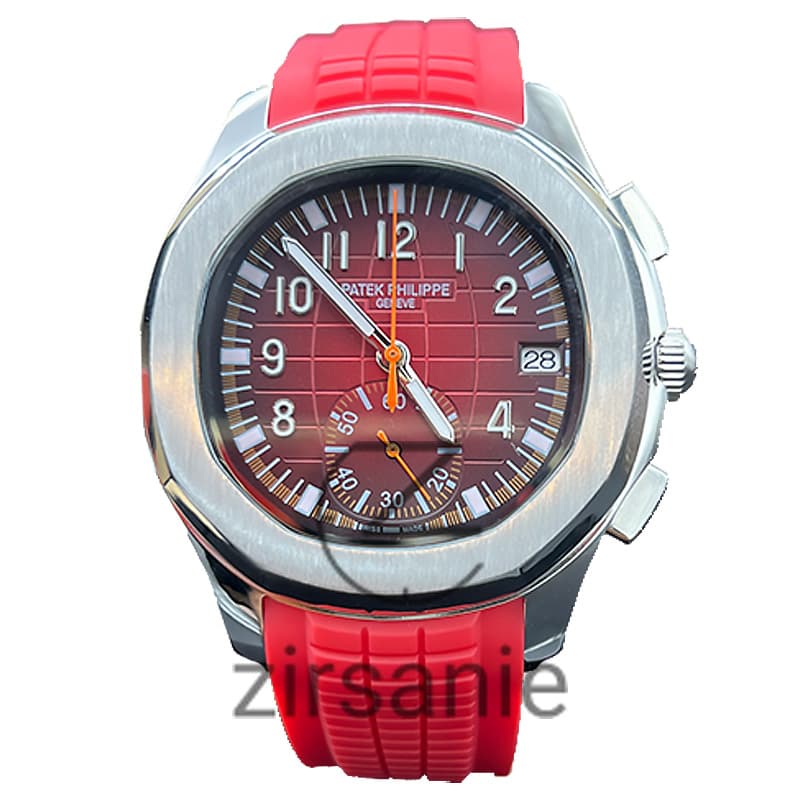ساعت مچی مردانه پتک فیلیپ آکوانات سیلور صفحه قرمز Patek Philippe Aquanaut Red Silver
