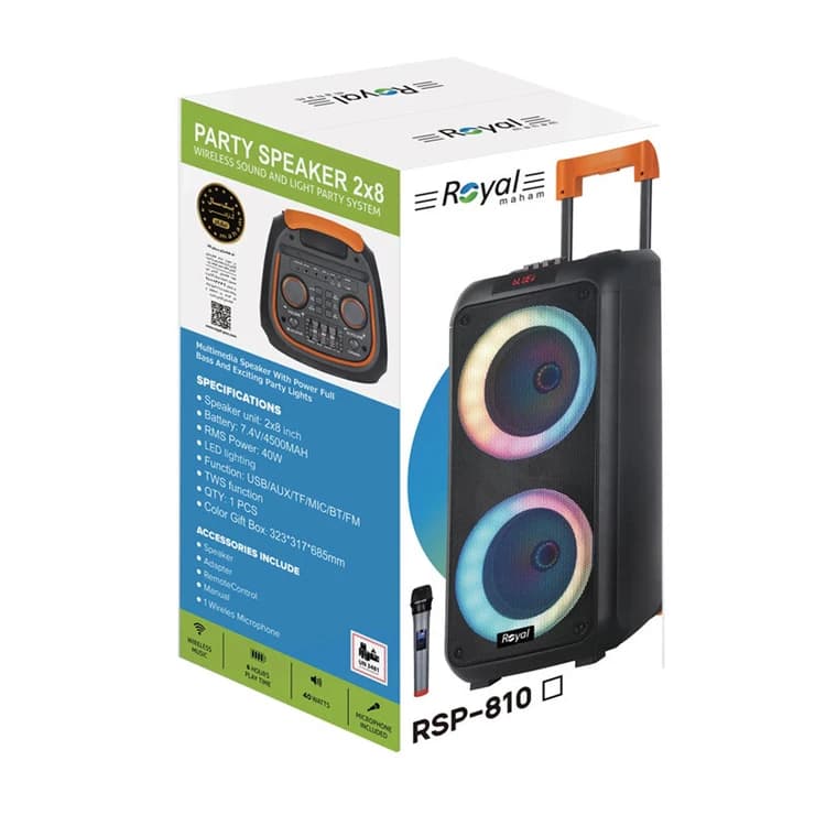 اسپیکر چمدانی میکروفون دار رویال ROYAL RSP-810 — تصویر ۲