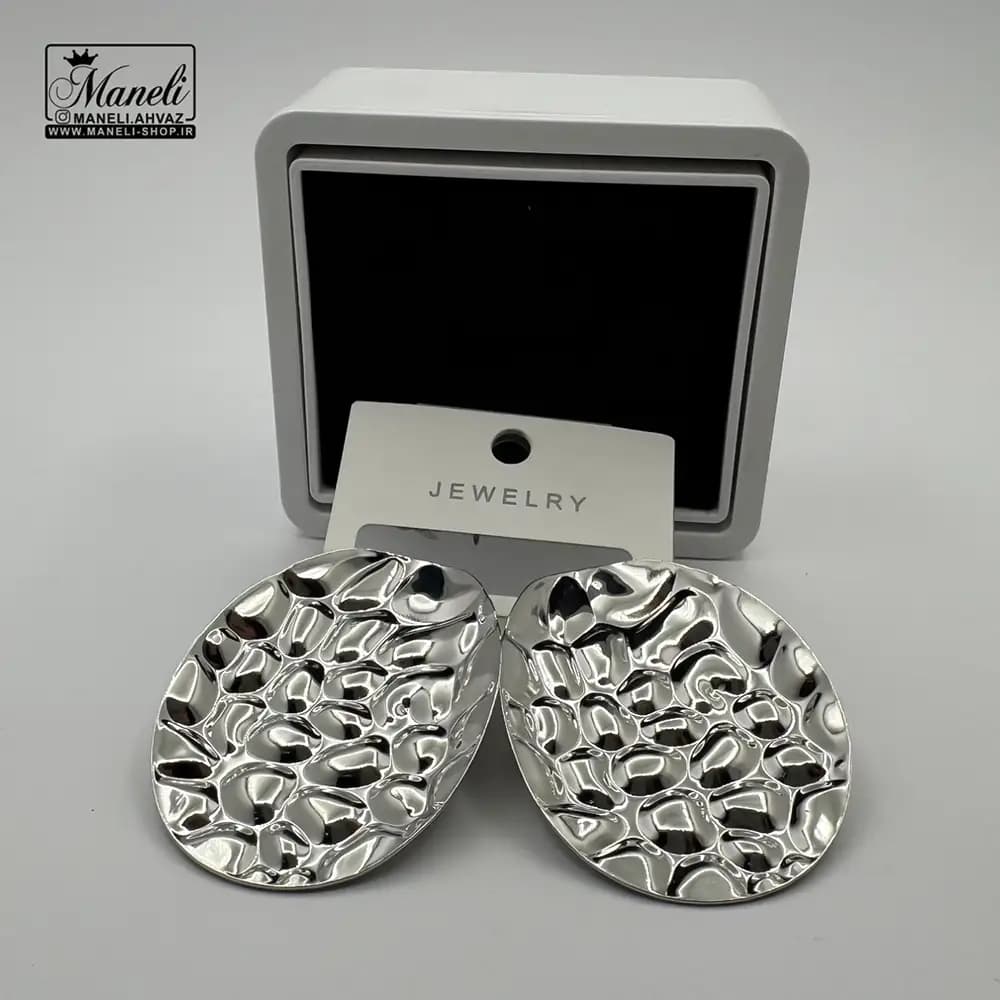 گوشواره نقره ای بزرگ مجلسی میخی