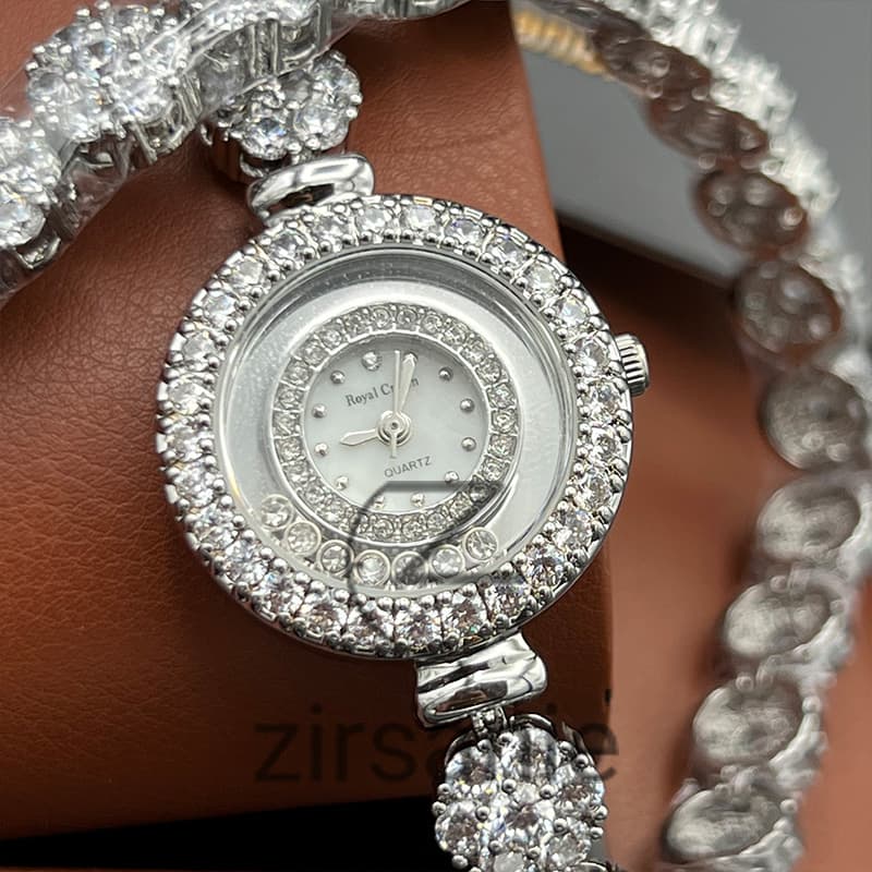 ساعت مچی زنانه رویال کرون دو دور بند Royal Crown White silver — تصویر ۵