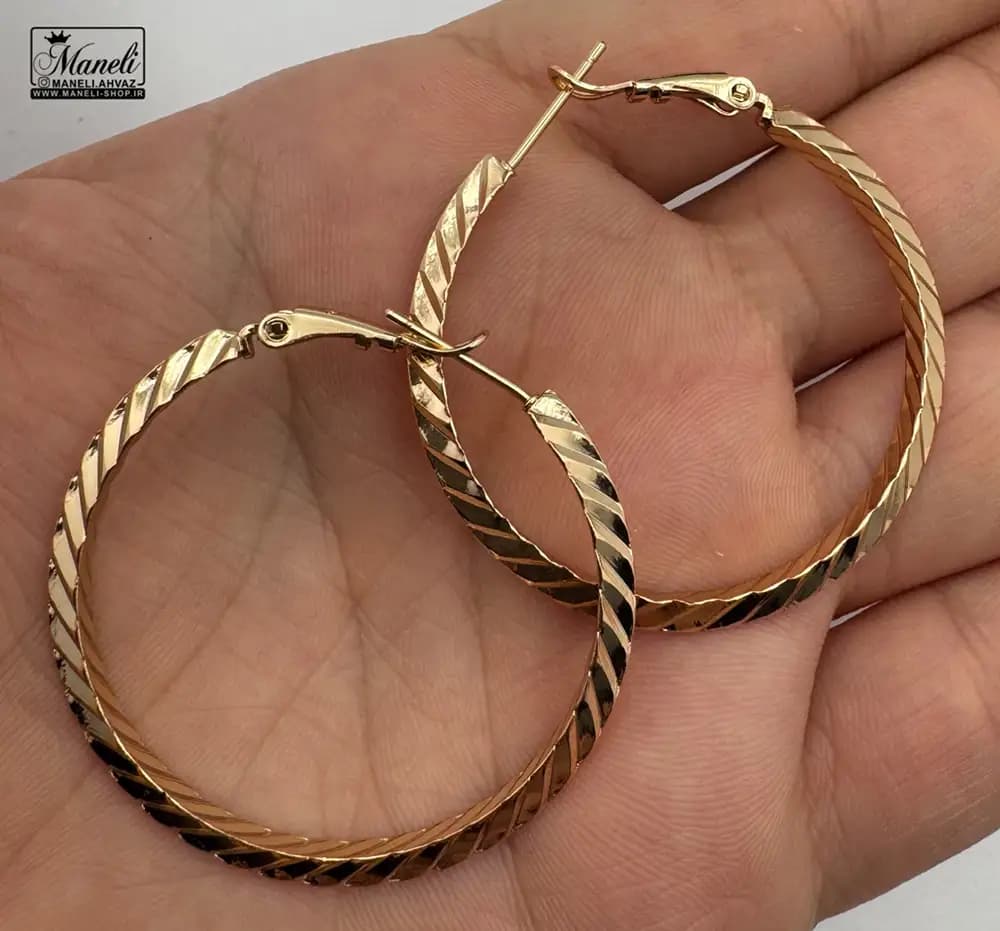 گوشواره حلقه ای طرح دار رنگ ثابت ژوپینگ — تصویر ۹