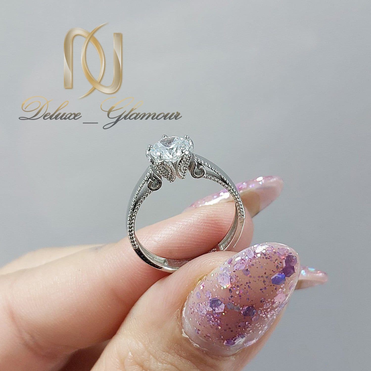 انگشتر نقره دخترانه طرح تک نگین rg-n300 — تصویر ۲