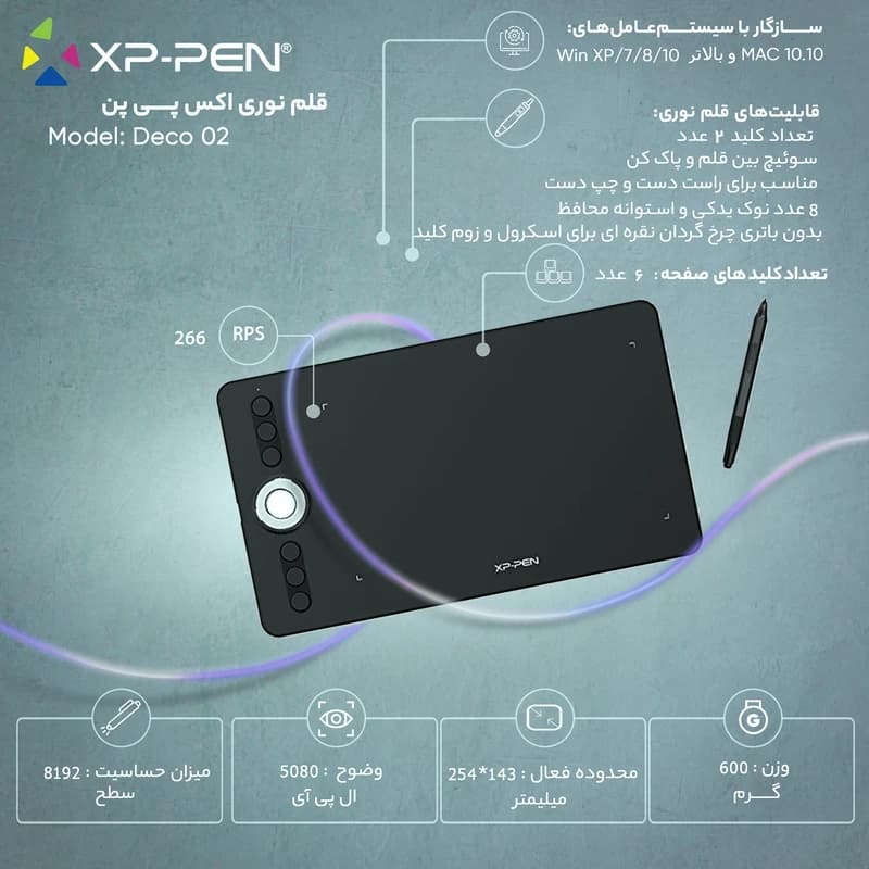 قلم نوری Xp pen مدل Deco 02 — تصویر ۵