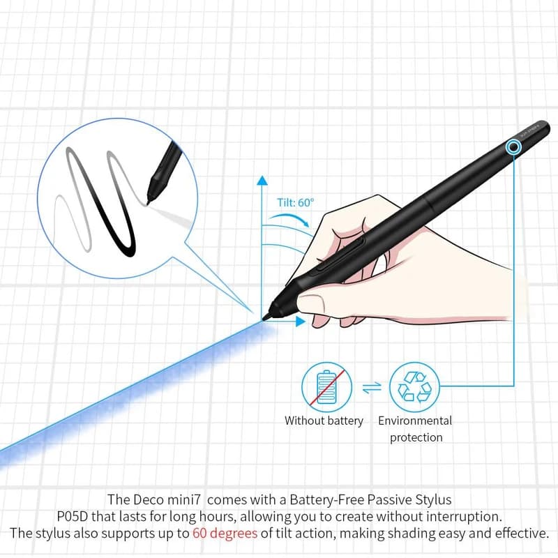 قلم نوری xp-pen مدل Deco mini 7 V2 — تصویر ۲