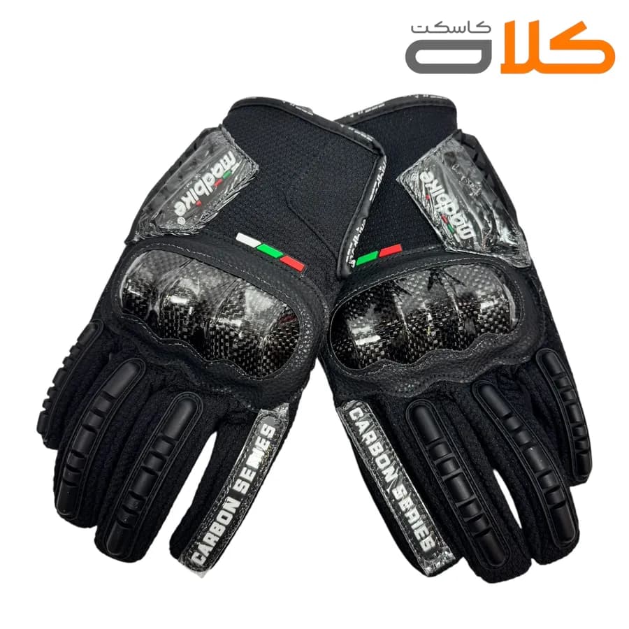 دستکش موتور سواری ضربه گیر دار MADBIKE مشکی