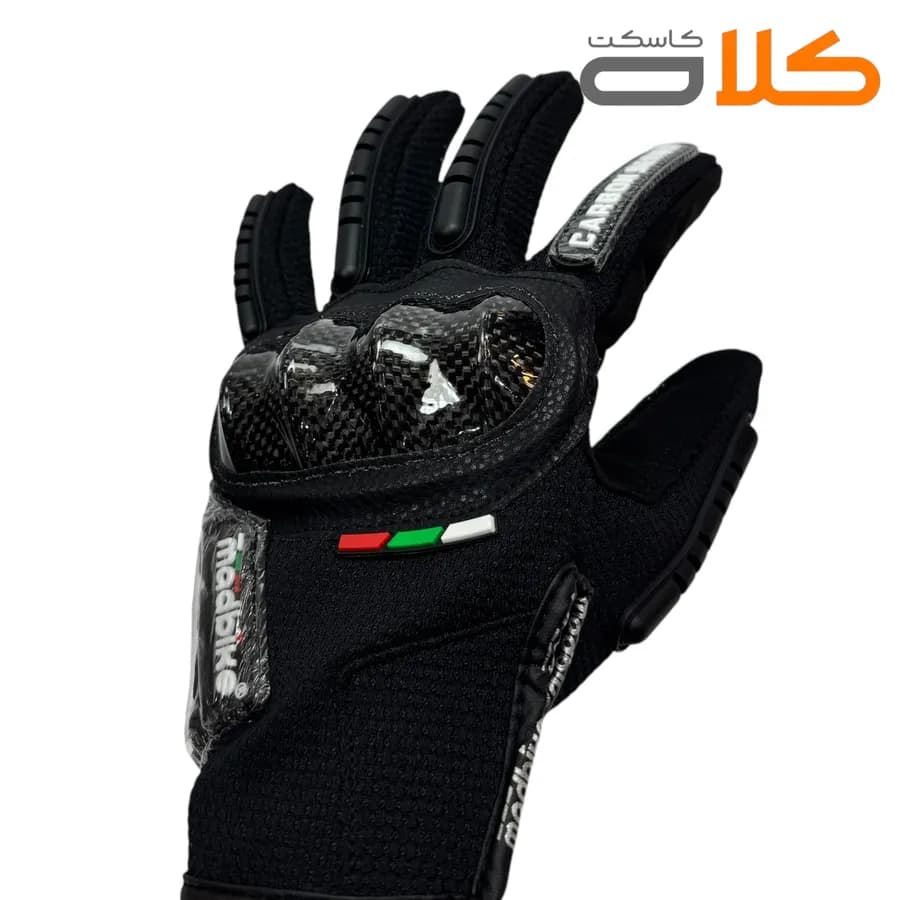 دستکش موتور سواری ضربه گیر دار MADBIKE مشکی — تصویر ۲