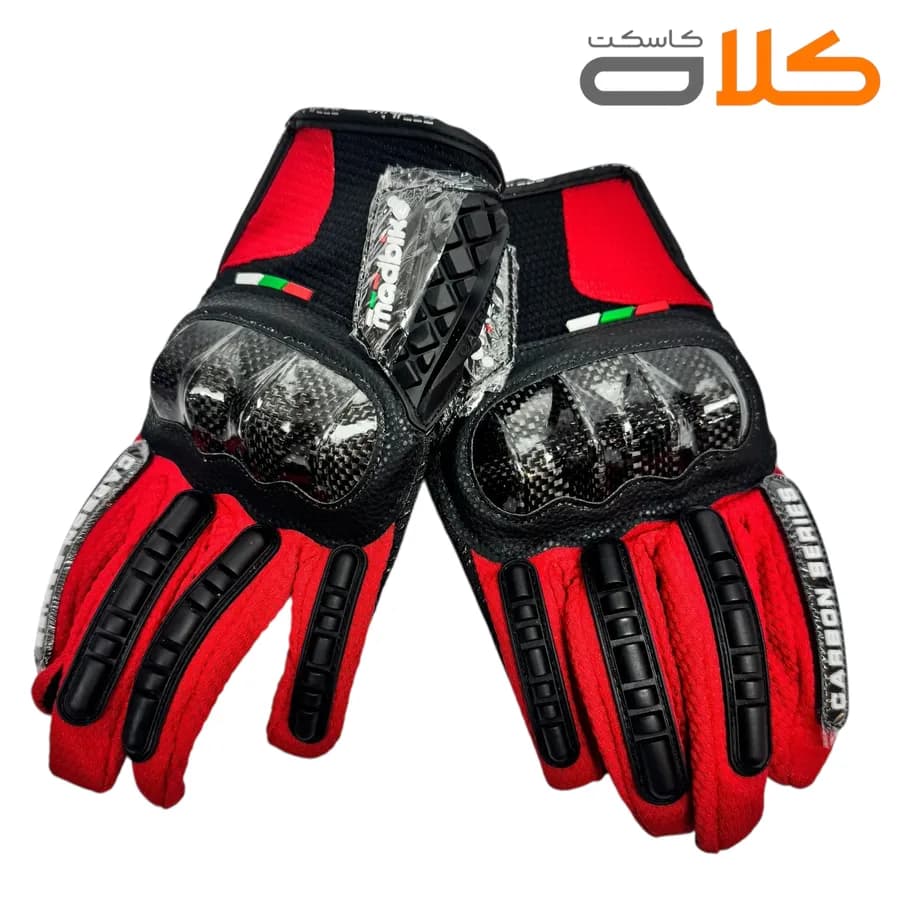 دستکش موتور سواری ضربه گیر دار MADBIKE مشکی قرمز