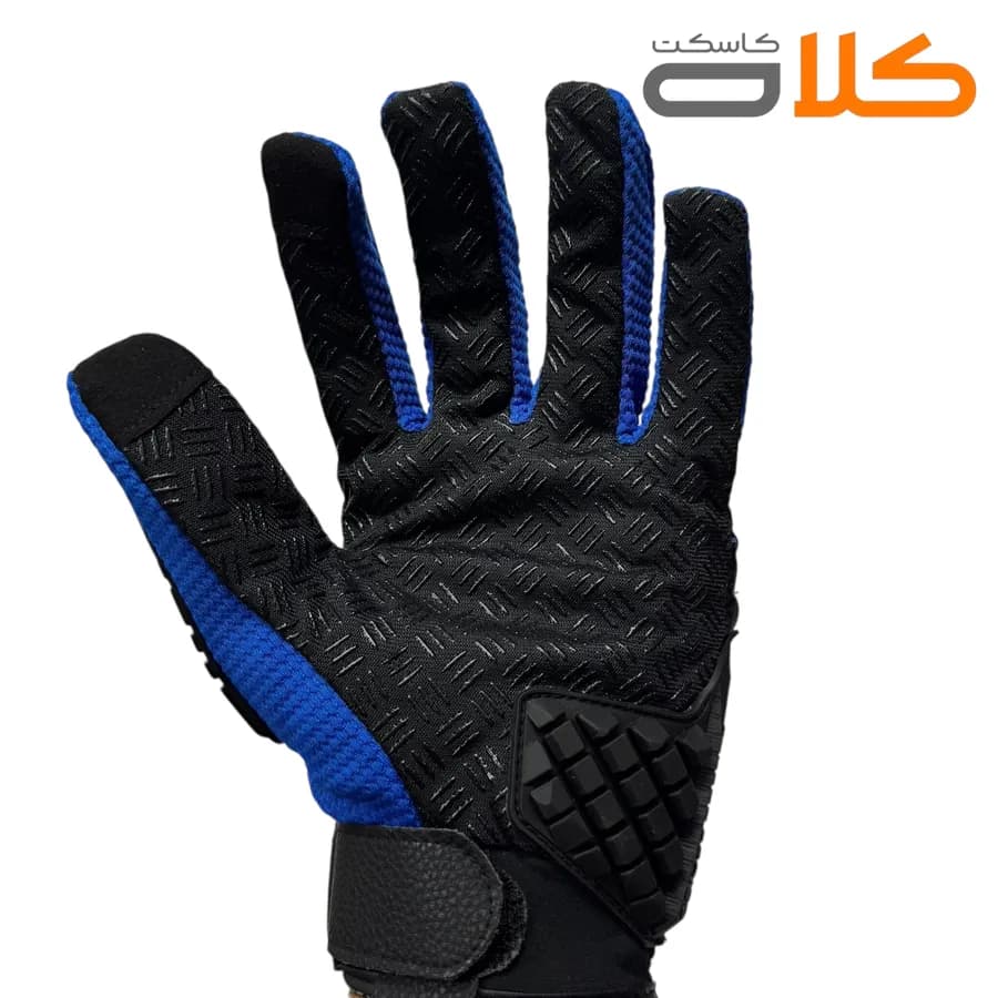 دستکش موتور سواری ضربه گیر دار MADBIKE مشکی آبی — تصویر ۳