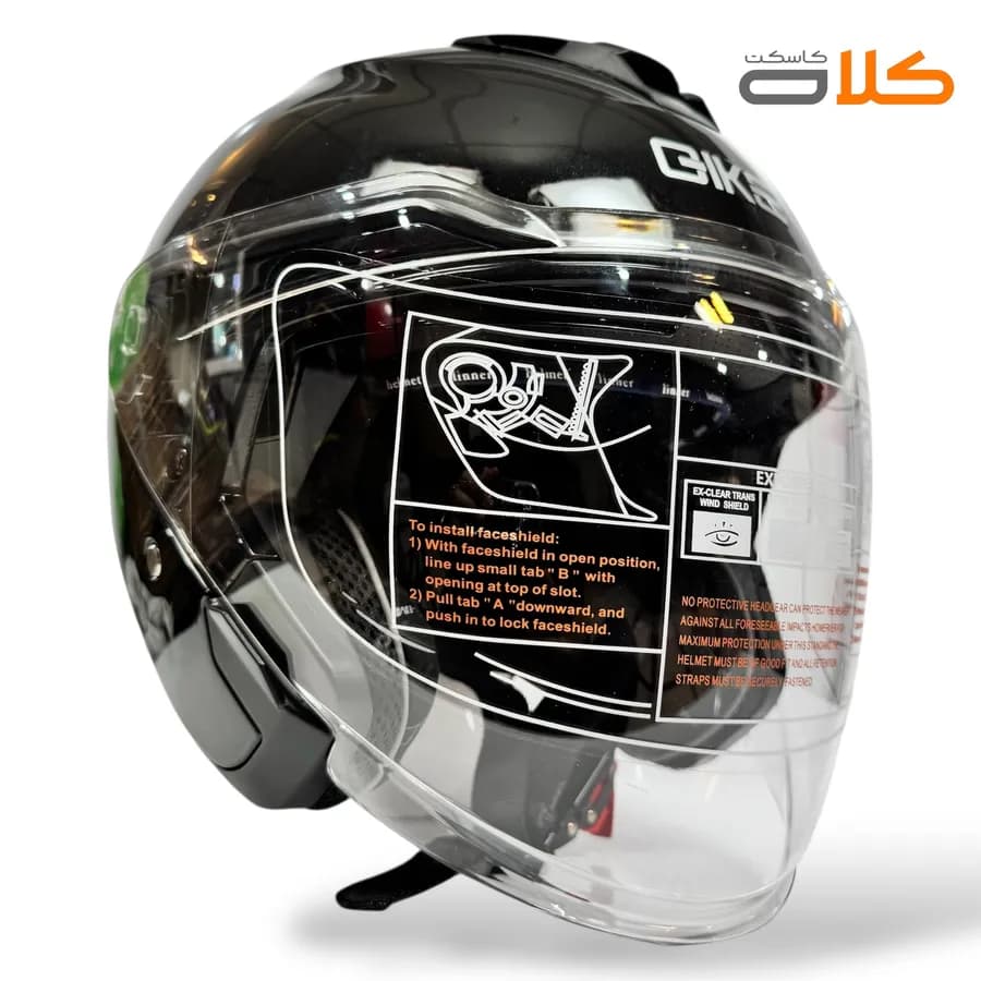کلاه کاسکت بدون فک کایک QIKE مشکی براق — تصویر ۳