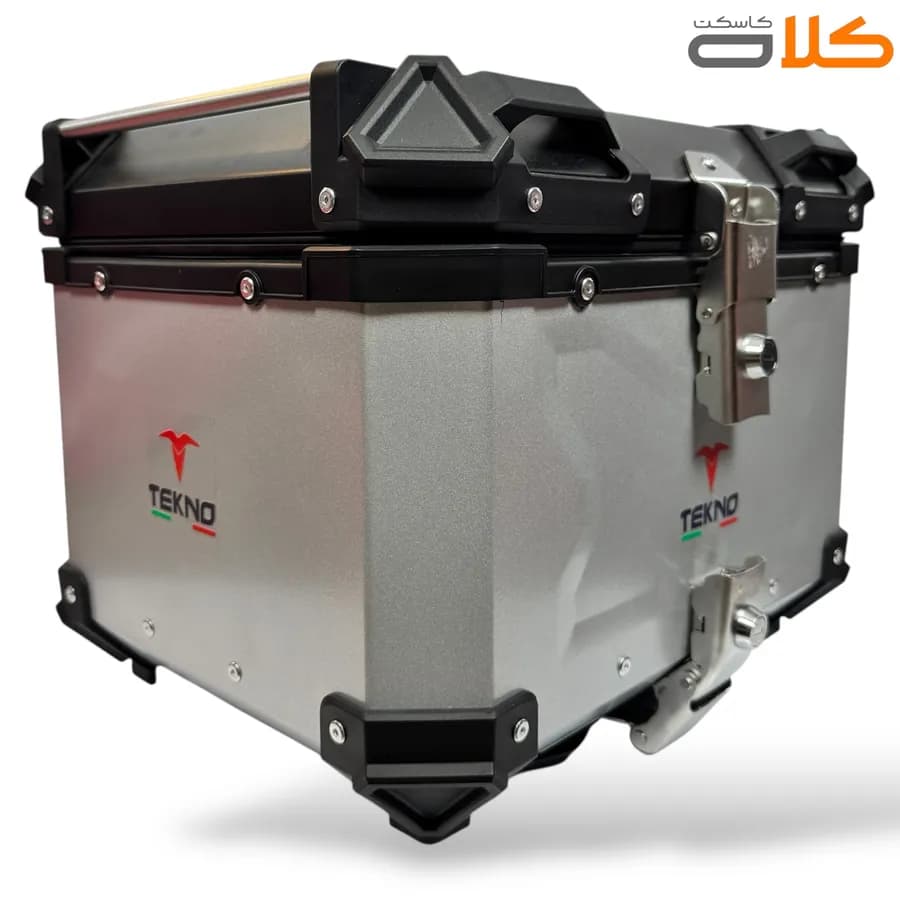 باکس موتور سیکلت تکنو TEKNO فلزی نقره ای 45 لیتر — تصویر ۲