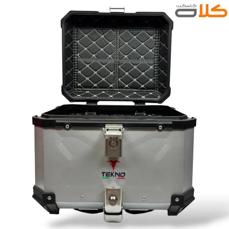 باکس موتور سیکلت تکنو TEKNO فلزی نقره ای 45 لیتر — تصویر ۳