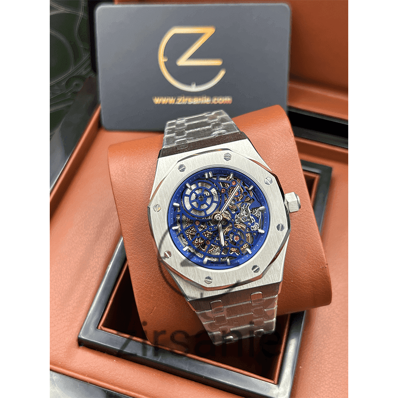 ساعت مچی مردانه اودمار پیگه اسکلتون Audemars Piguet Skeleton Silver Blue — تصویر ۲