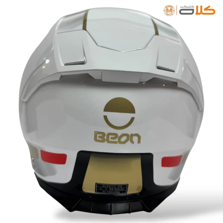 کلاه کاسکت بدون فک بیون BEON سفید طوسی طرح دار — تصویر ۸