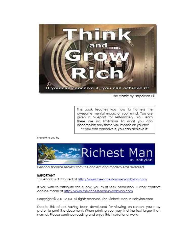 کتاب Think and Grow Rich (بیندیشید و ثروتمند شوید) نسخه انگلیسی PDF | Napoleon Hill