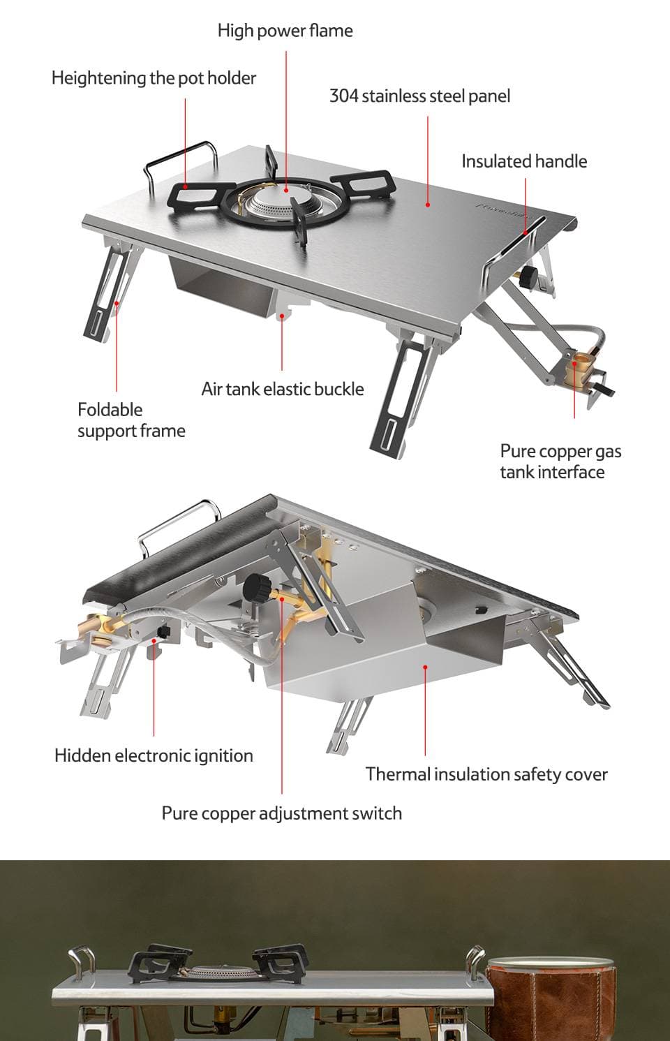 اجاق گاز رومیزی نیچرهایک Naturehike Portable Table Camping Gas Stove NH20RJ001 — تصویر ۷