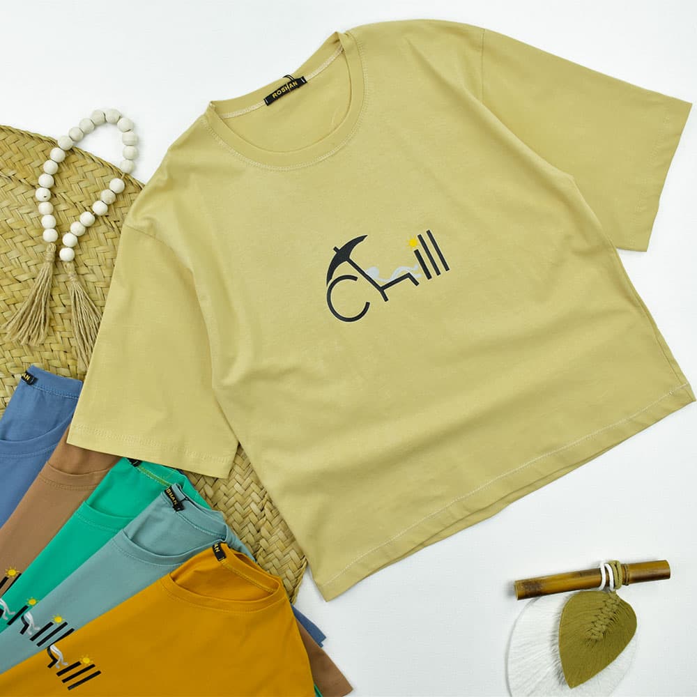 تیشرت باکسی زنانه chill کد 11737 — تصویر ۲