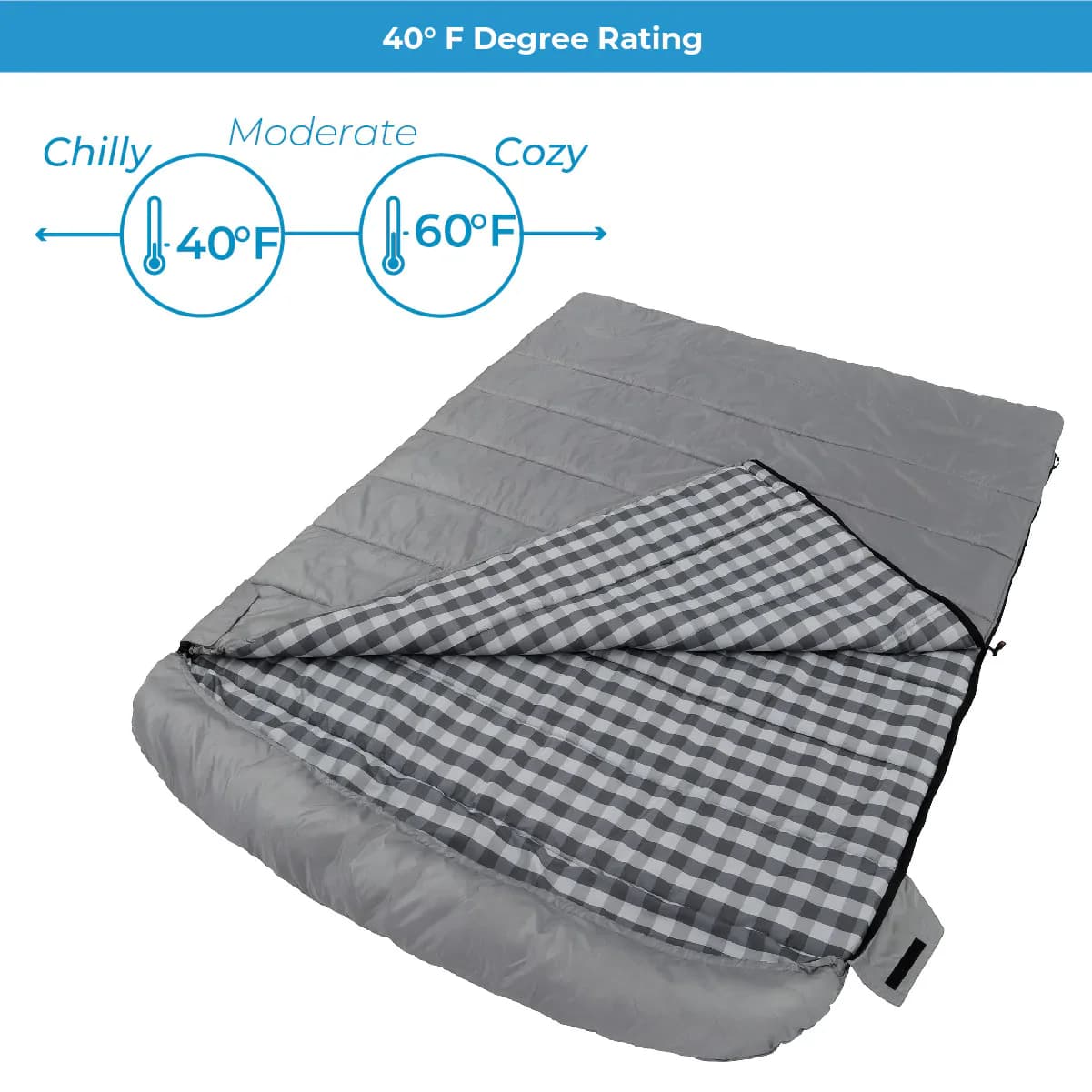 کیسه خواب دو نفره کر – دمای راحتی 4.4 درجه Core 4.4 Degree Double Cool Climate Sleeping Bag — تصویر ۴