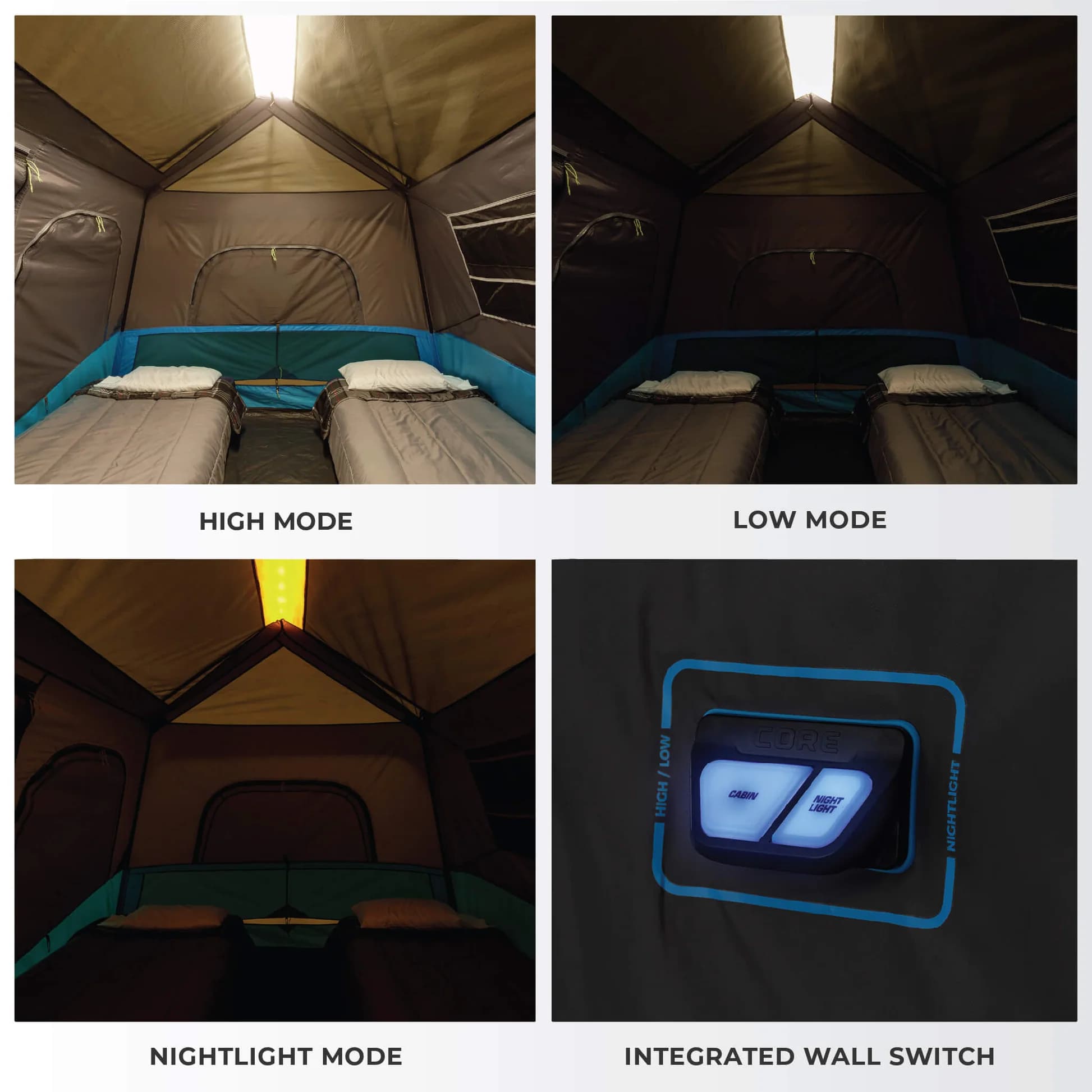 چادر اتومات کر – 6 نفره کمپینگ چراغ دار Core 6 Person Lighted Instant Cabin Tent — تصویر ۶