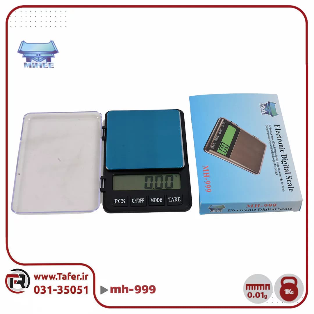 ترازو حساس جیبی 1 کیلوگرم با دقت 0/01 گرمElectronic scale mh-999 — تصویر ۳