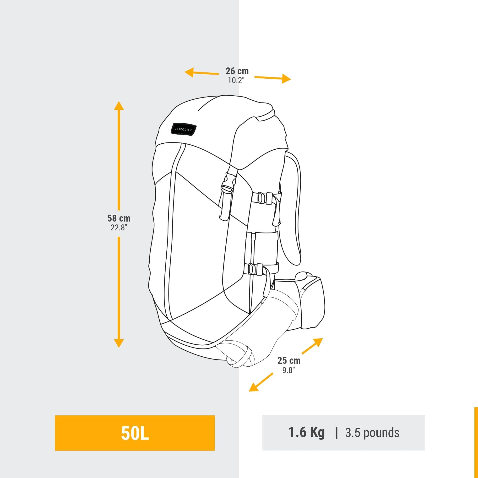کوله پشتی کوهنوردی فورکلاز ۵۰ لیتری Forclaz Women’s Trekking Backpack – 50L – MT100 EASYFIT — تصویر ۴
