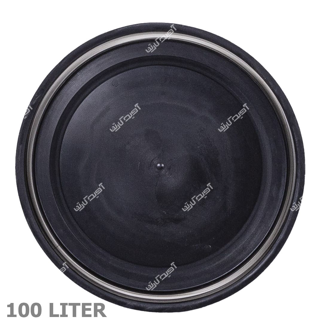 بشکه پلاستیکی صنعتی 100 لیتری سفید با کمربند فلزی — تصویر ۴