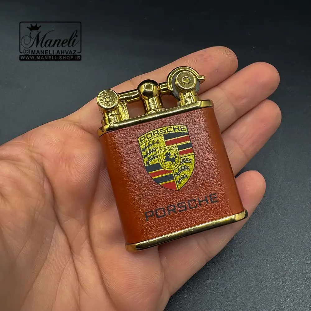 فندک porsche عسلی و طلایی — تصویر ۳