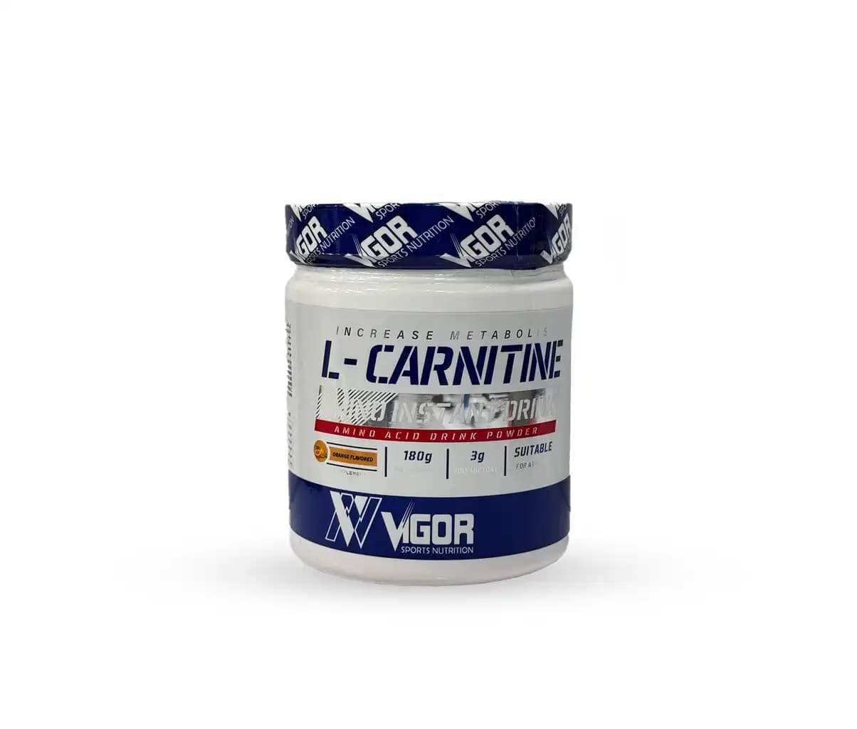 پودر ال کارنیتین ویگور ۱۸۰ گرم پرتقالی l-CARNITINE VIGOR 180 gr