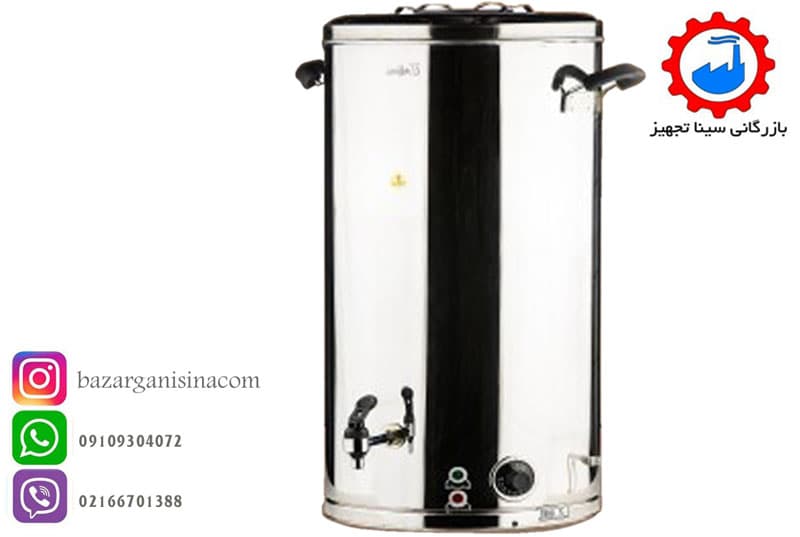 سماور استوانه ای برقی دو جداره دنیای استیل 50L