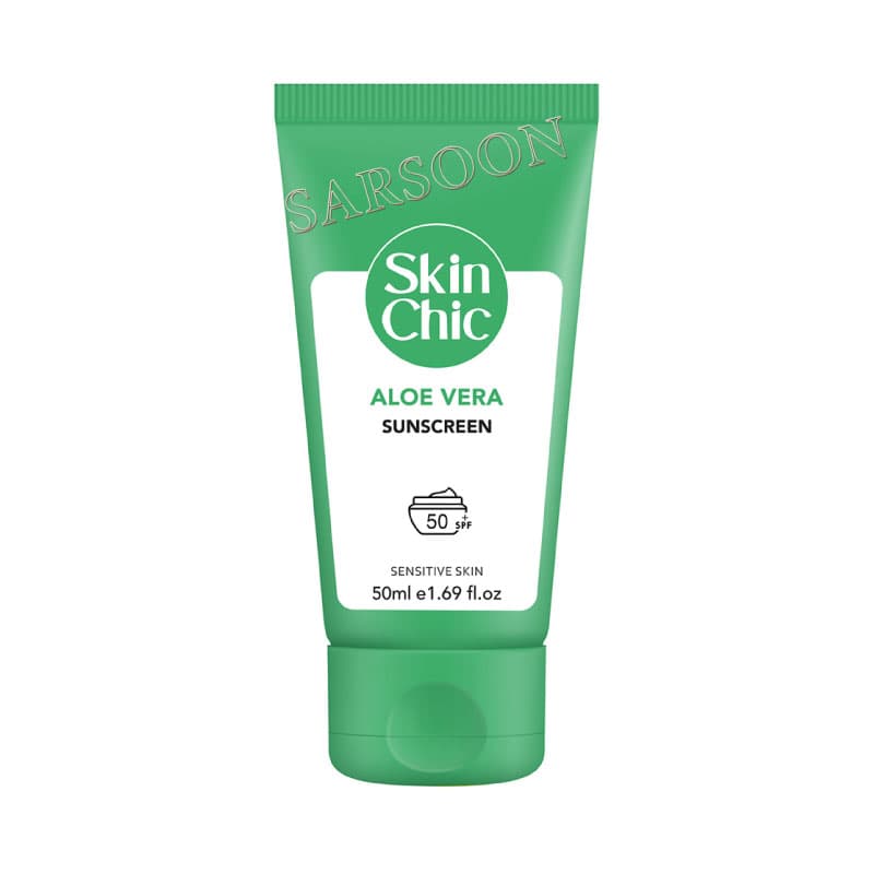 کرم ضد آفتاب دارای SPF 50 حاوی عصاره آلوئه ورا حجم 50 میلی لیتر اسکین شیک Skin Chic Aloe Vera Sunscreen Spf 50 Cream 50 ml