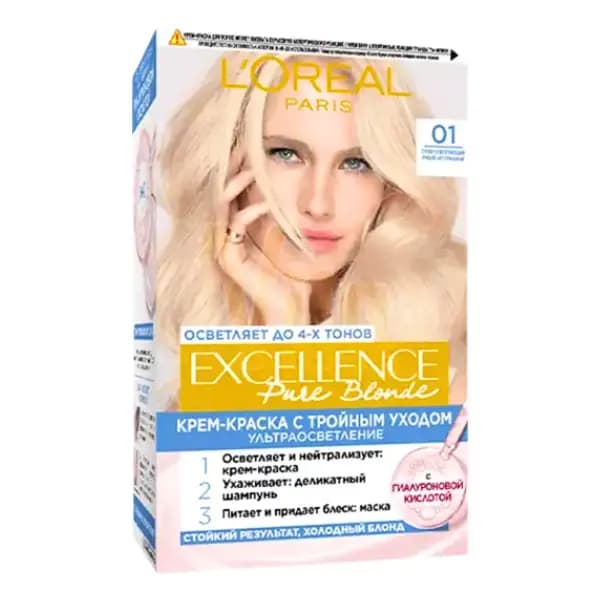 رنگ مو لورآل بلوند طبیعی روشن L’Oreal Excellence شماره 01 — تصویر ۳